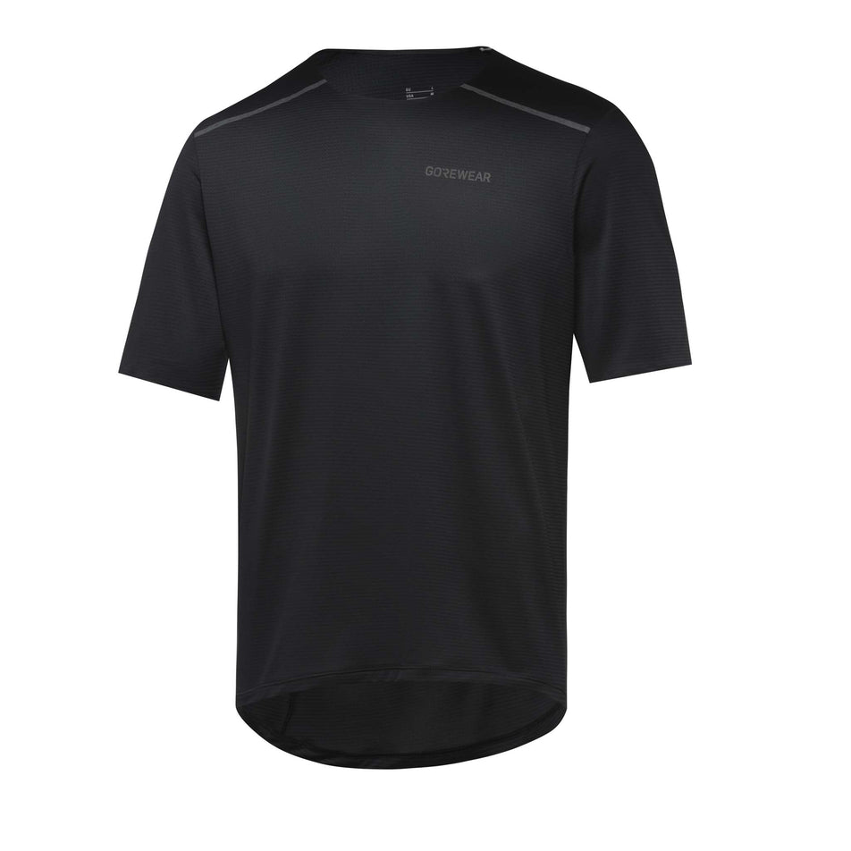 Angled front view of a GOREWEAR Men's Contest 2.0 Tee in the Black colourway (8166466486434)