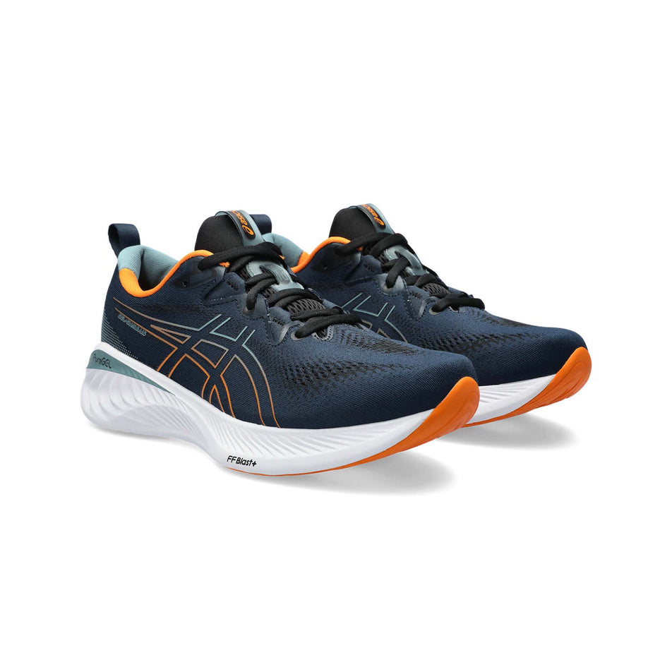 A pair of Asics Men's Gel-Cumulus 25 Running Shoes in the French Blue/Bright Orange colourway  (7942258557090)