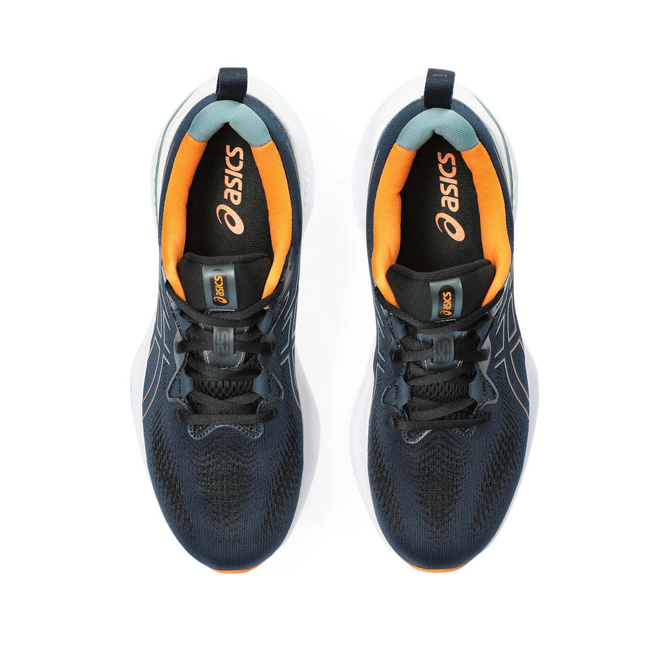 The uppers on a pair of Asics Men's Gel-Cumulus 25 Running Shoes in the French Blue/Bright Orange colourway  (7942258557090)