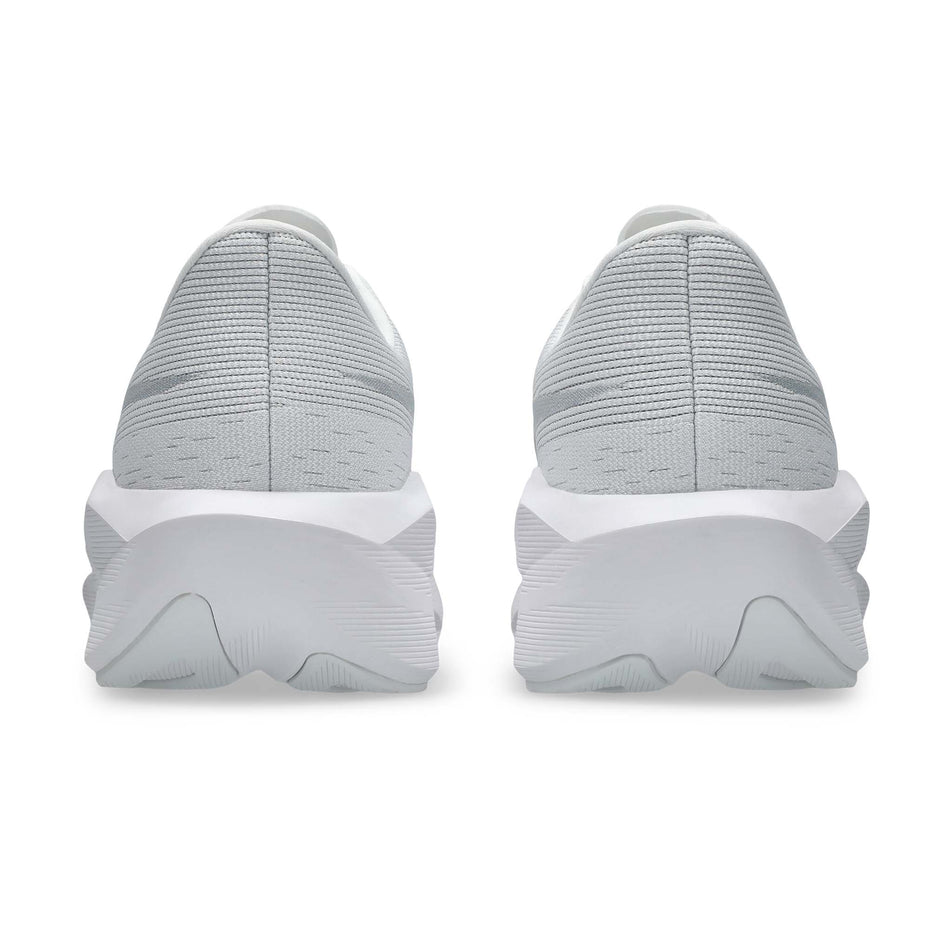 The back of a pair of ASICS Men's Novablast 6 Running Shoes in the White/White colourway.