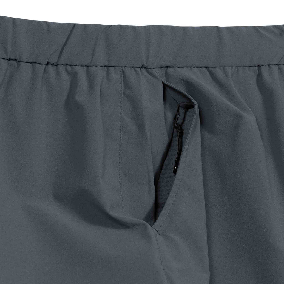 Close-up view of the zip pocket on the GOREWEAR  Women's Training Shorts in the Lab Graphite colourway.