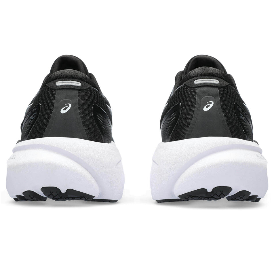 The back of a pair of Asics Women's Gel-Kayano 30 Running Shoes in the Black/Sheet Rock colourway (8232986804386)