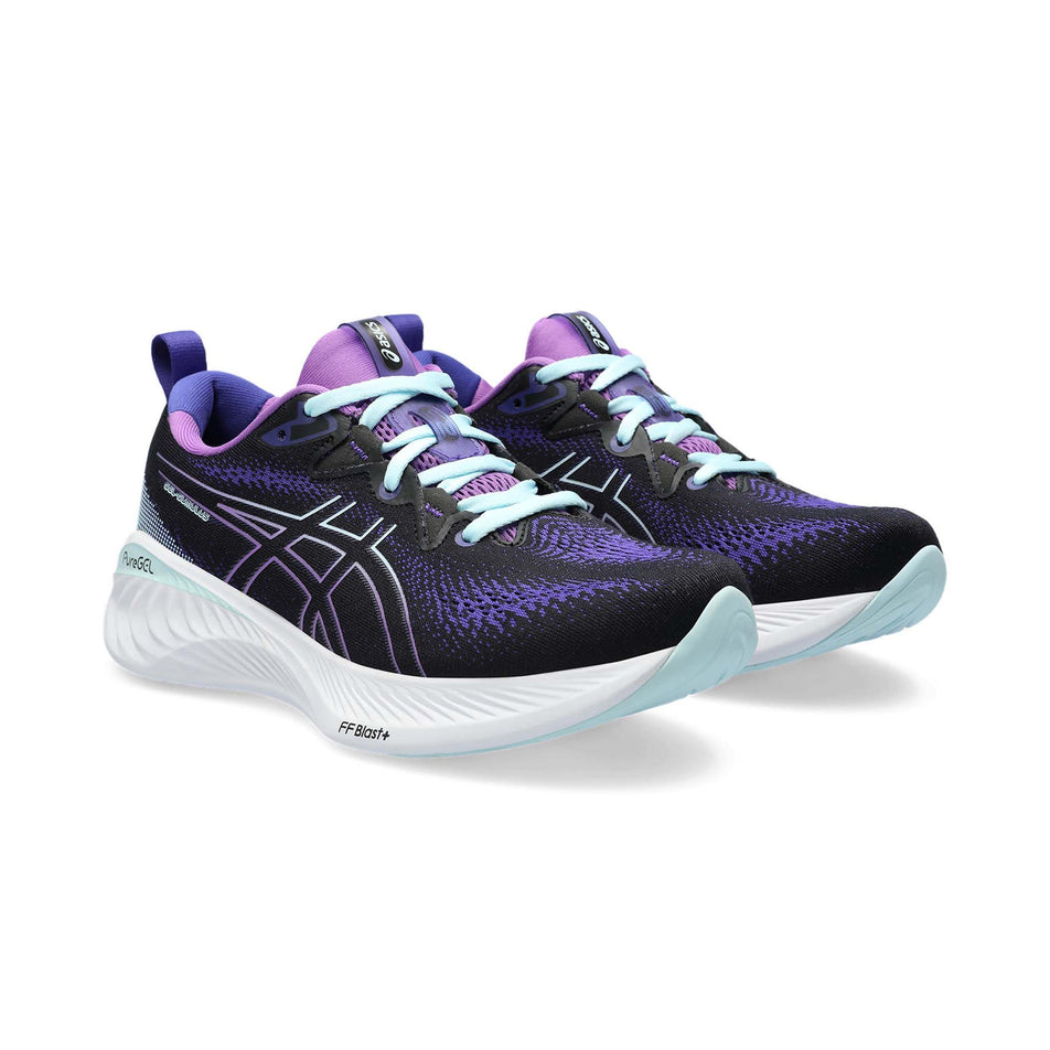 A pair of Asics Women's Gel-Cumulus 25 Running Shoes in the Black/Ultramarine colourway (7942269206690)