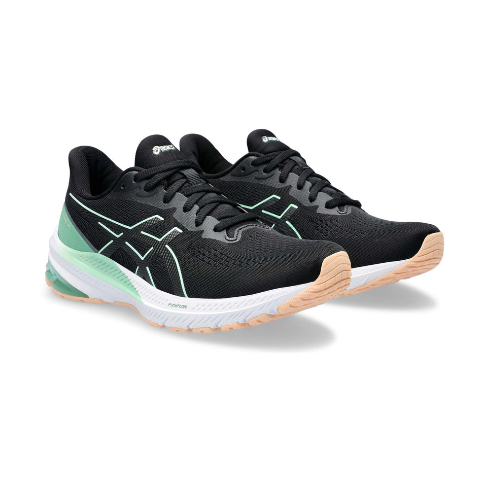 A pair of Asics Women's GT-1000 12 Running Shoes in the Black/Mint Tint colourway (8150519218338)