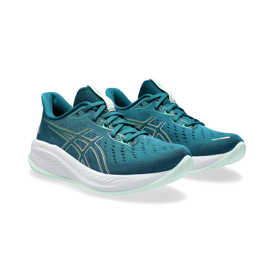 A pair of Asics Women's Gel-Cumulus 26 Running Shoes in the Rich Teal/Pale Mint colourway (8191960776866)