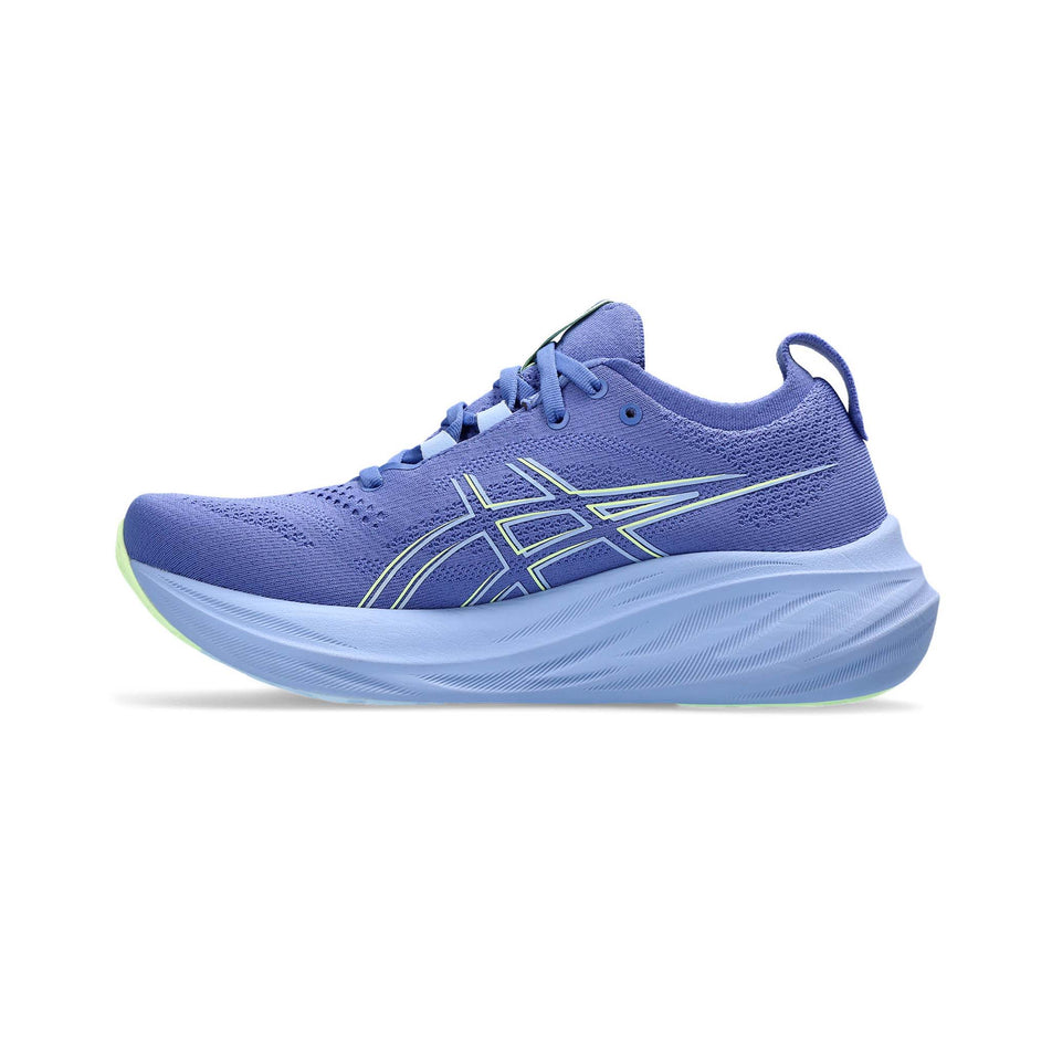 Medial side of the right shoe from a pair of Asics Women's Gel-Nimbus 26 Running Shoes in the Sapphire/Light Blue colourway  (8150520758434)