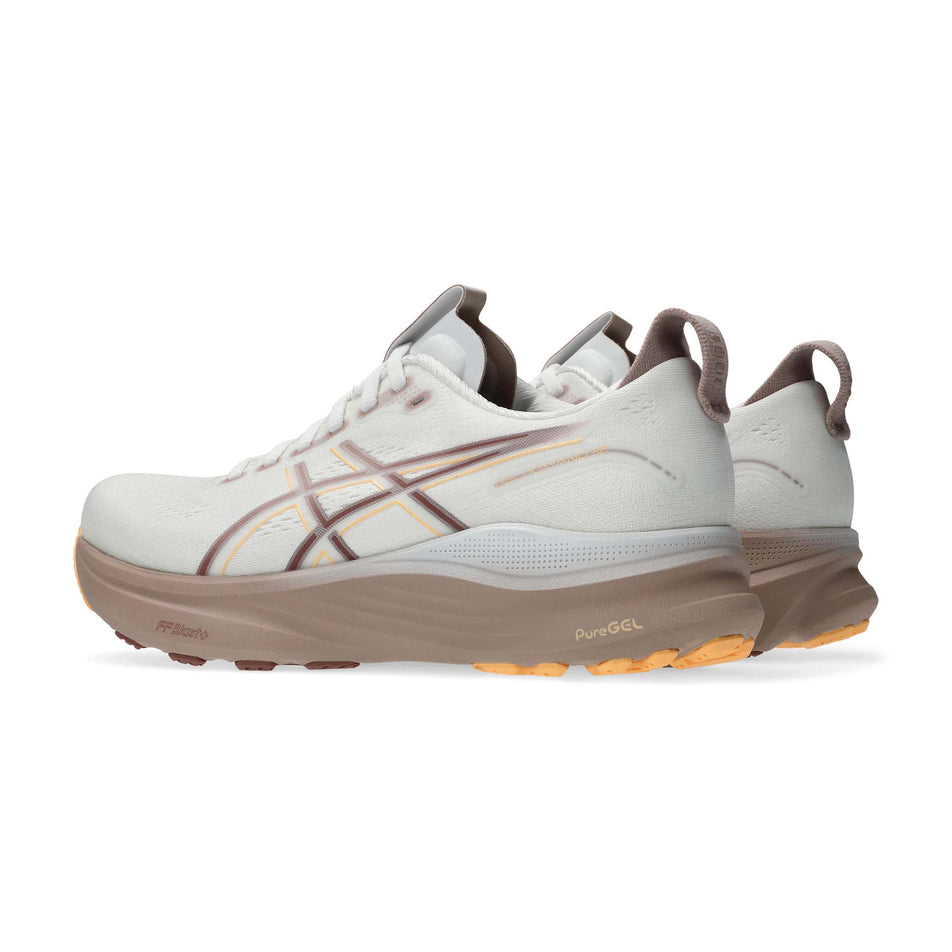 A pair of ASICS Women's Gel-Kayano 32 Running Shoes in the White/Orange Glow colourway. (8669086384290)