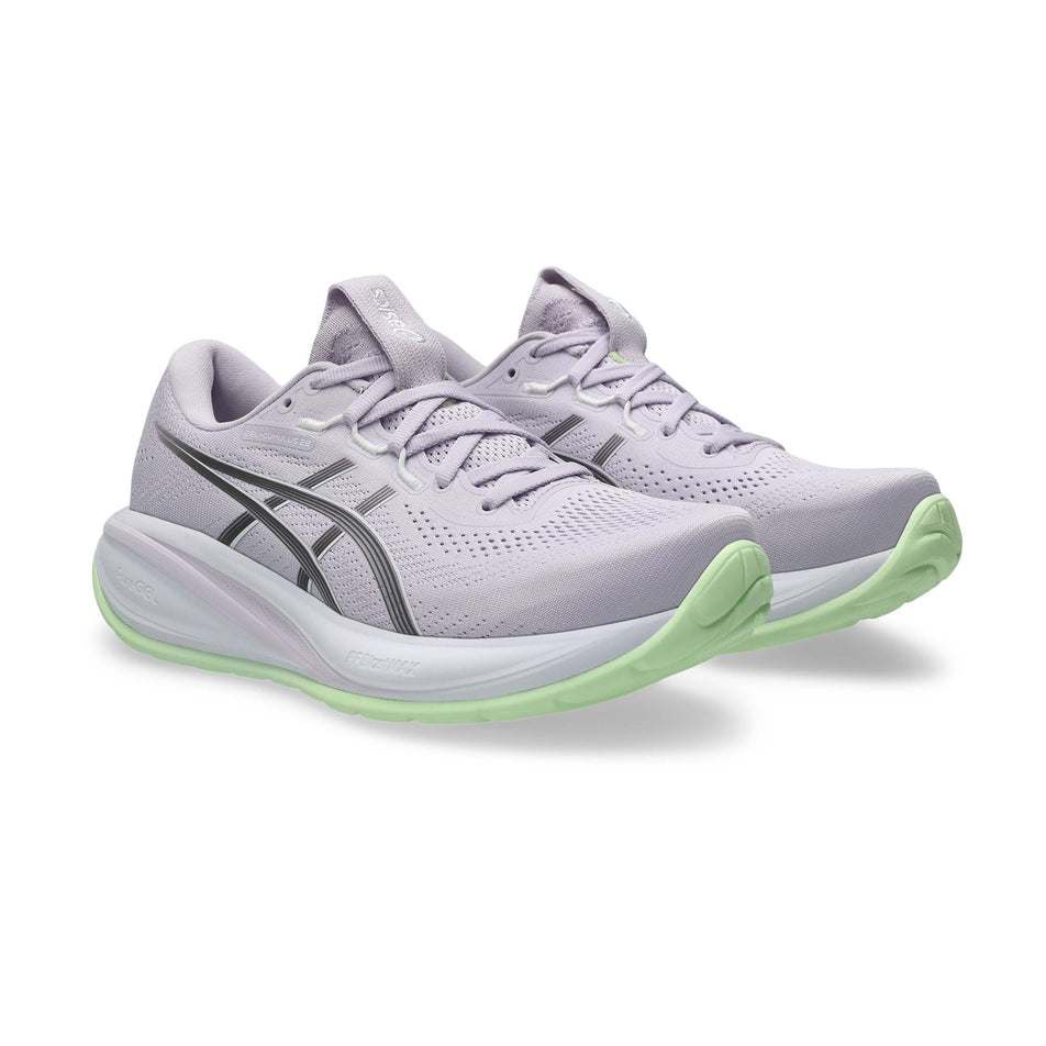 A pair of ASICS Women's Gel-Cumulus 28 Running Shoes in the Dahlia/Illuminate Yellow colourway.