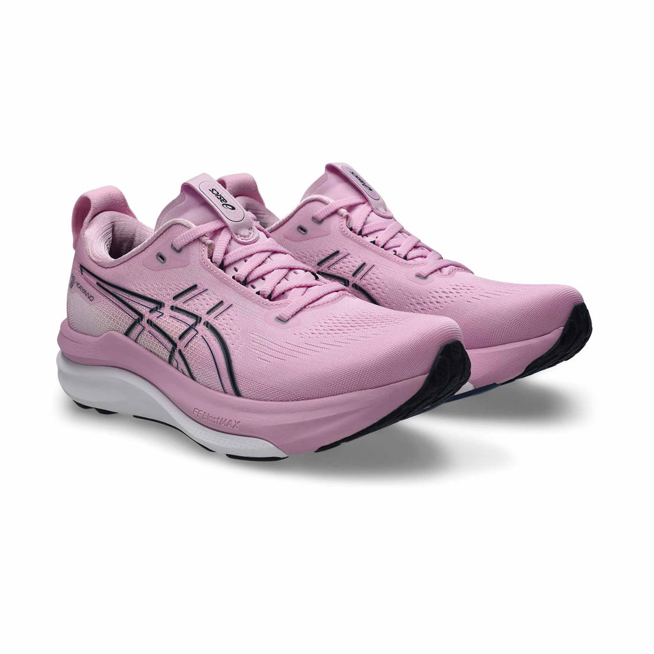 A pair of ASICS Women's Gel-Kayano 33 Running Shoes in the Hazy Lilac/White colourway.