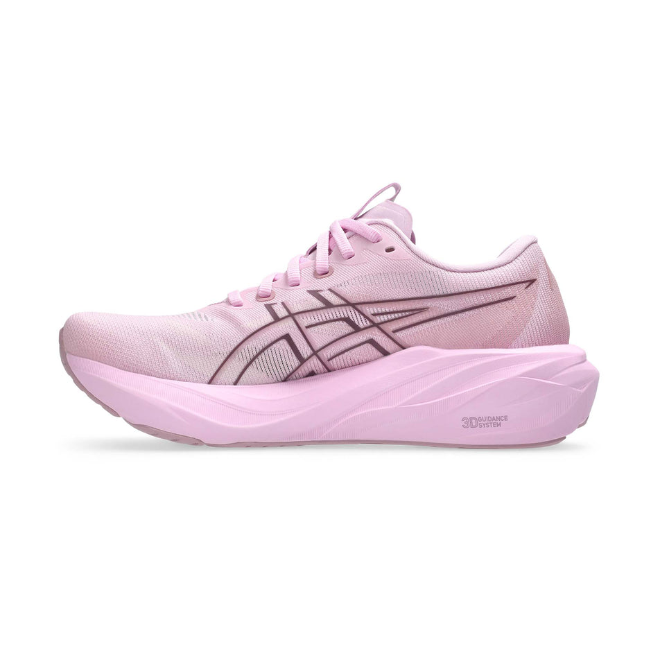 Medial view of the right shoe from a pair of ASICS Women's GT-2000 15 Running Shoes in the Hazy Lilac/Taro Purple colourway.