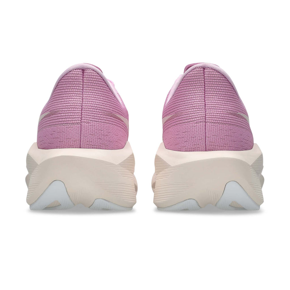 The back of a pair of ASICS Women's Novablast 6 Running Shoes in the Hazy Lilac/Rose Dust colourway.