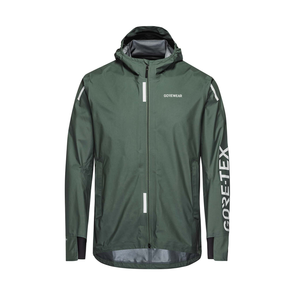Front view of the GOREWEAR Men's Concurve GORE-TEX Logo Jacket in the Slate Green colourway.