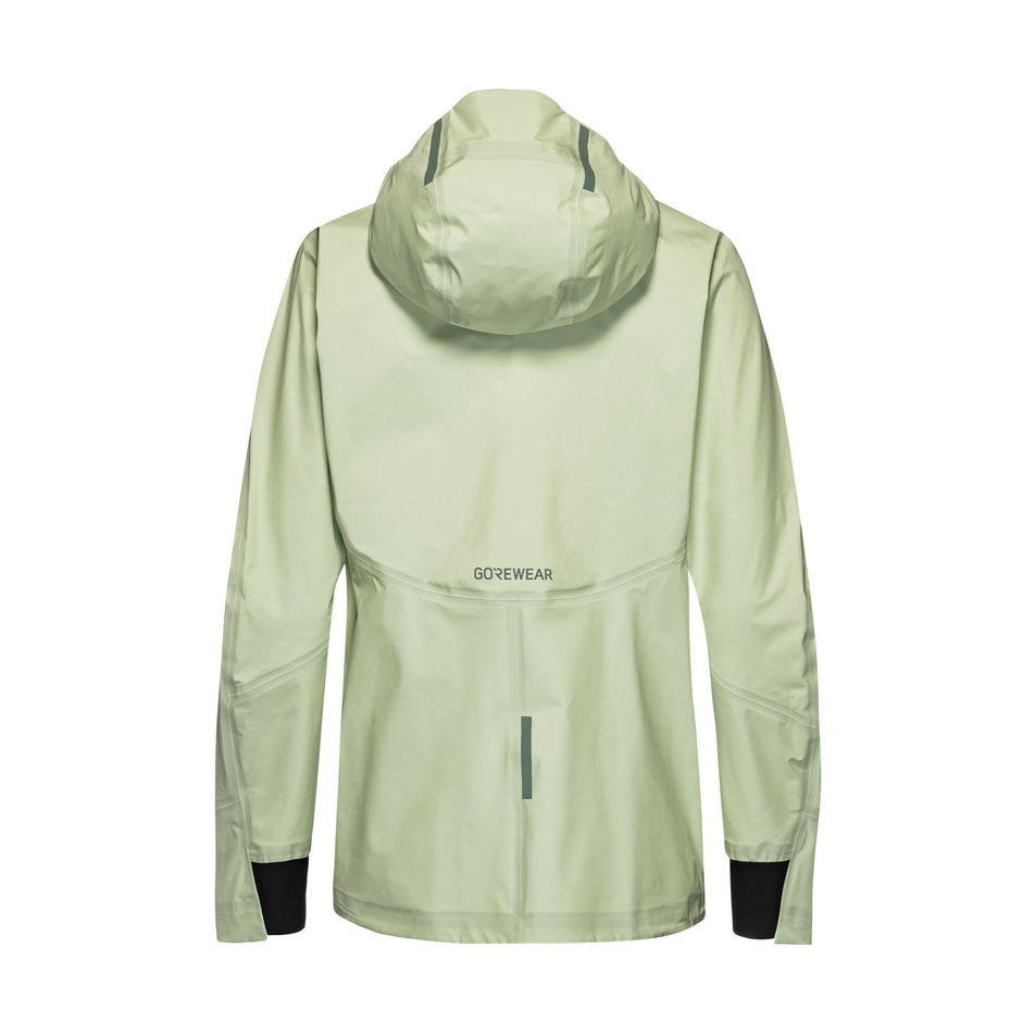 Back view of the GOREWEAR Women's Concurve GORE-TEX Logo Jacket in the Spring Green/Slate Green colourway.