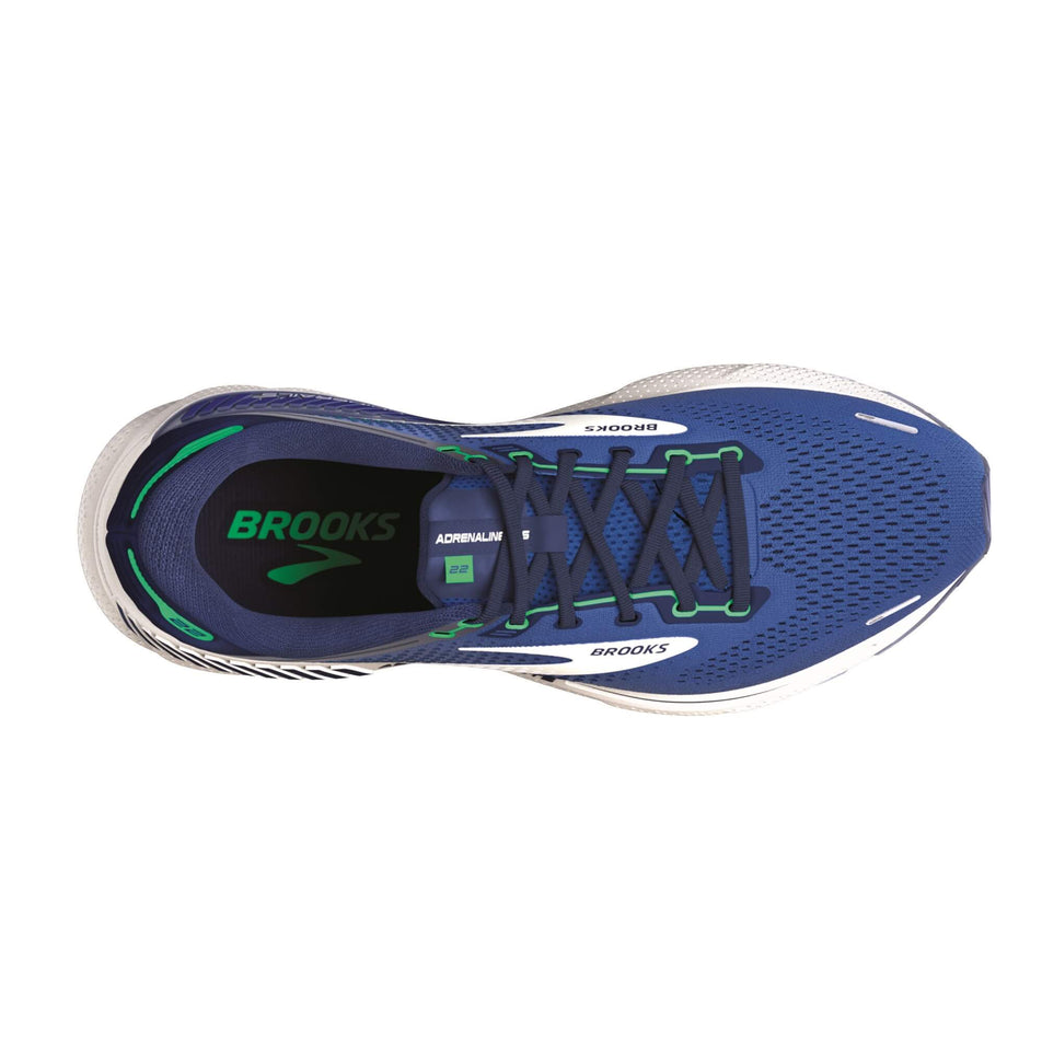 The upper of the right shoe from a pair of Brooks Men's Adrenaline GTS 22 Running Shoes in the Surf the Web/Blue/Irish Green colourway (7930182533282)