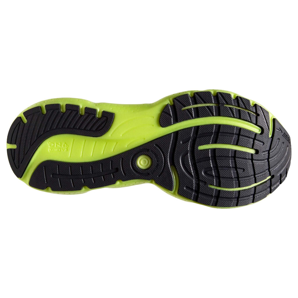 Outsole of the right shoe from a pair of Brooks Men's Glycerin 20 Running Shoes in the Ebony/Nightlife colourway (8030239785122)