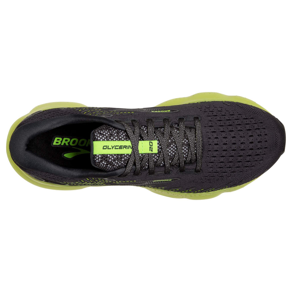 The upper of the right shoe from a pair of Brooks Men's Glycerin 20 Running Shoes in the Ebony/Nightlife colourway (8030239785122)