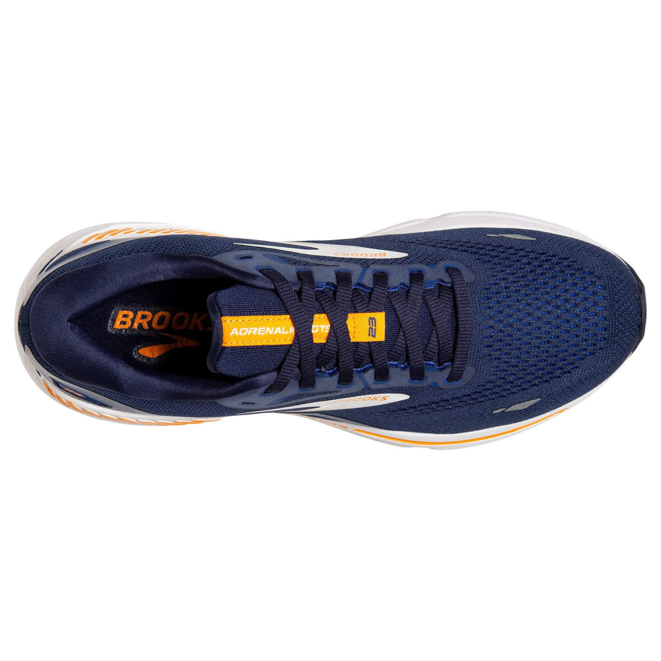 The upper of the right shoe from a pair of Brooks Men's Adrenaline GTS 23 Running Shoes in the Peacoat/Ultramarina/Orange colourway (8113628184738)