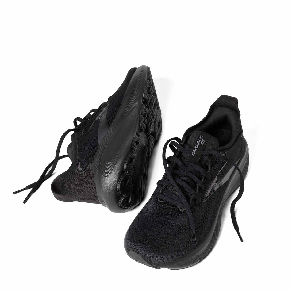 A pair of Brooks Men's Adrenaline GTS 25 2E Running Shoes in the Black/Black/Ebony colourway.