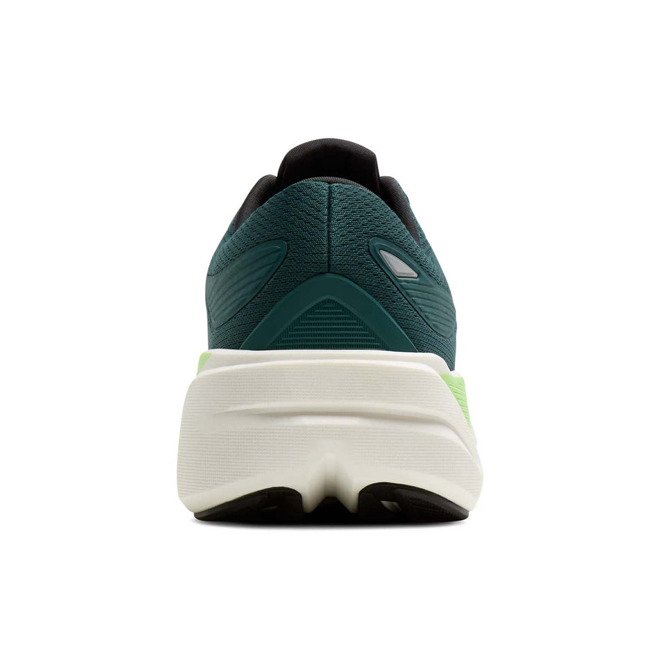 The back of the right shoe from a pair of Brooks Men's Ghost Max 3 Running Shoes in the Atlantic Deep/Black/Green colourway.