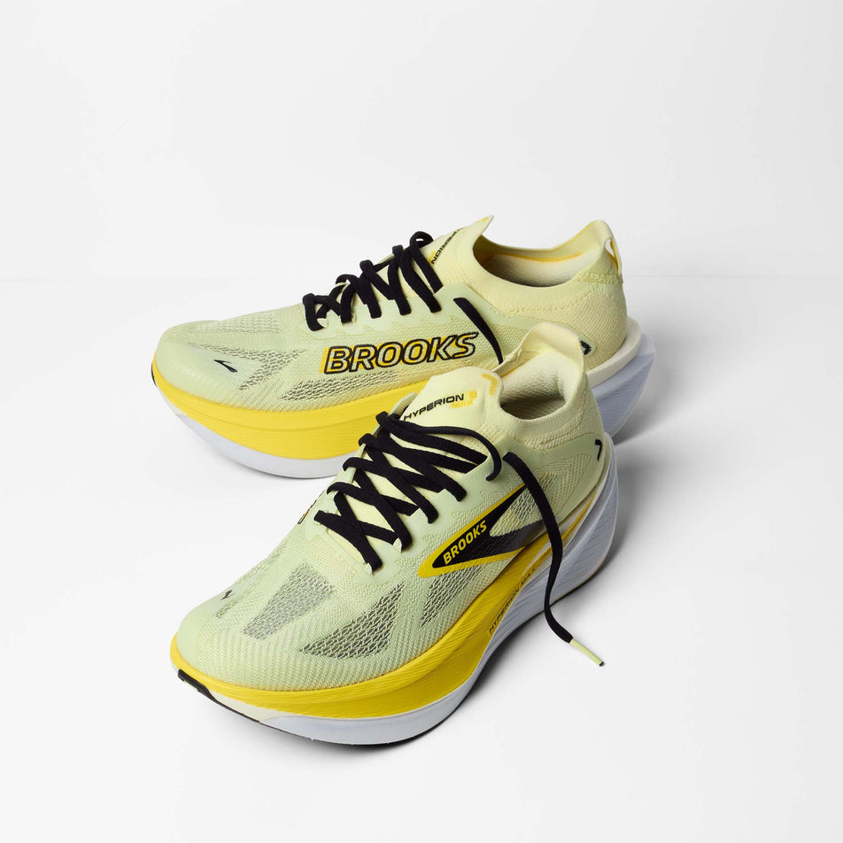 A pair of Brooks Men's Hyperion Max 3 Running Shoes in the Luminary/Cyber Yellow/Black colourway.