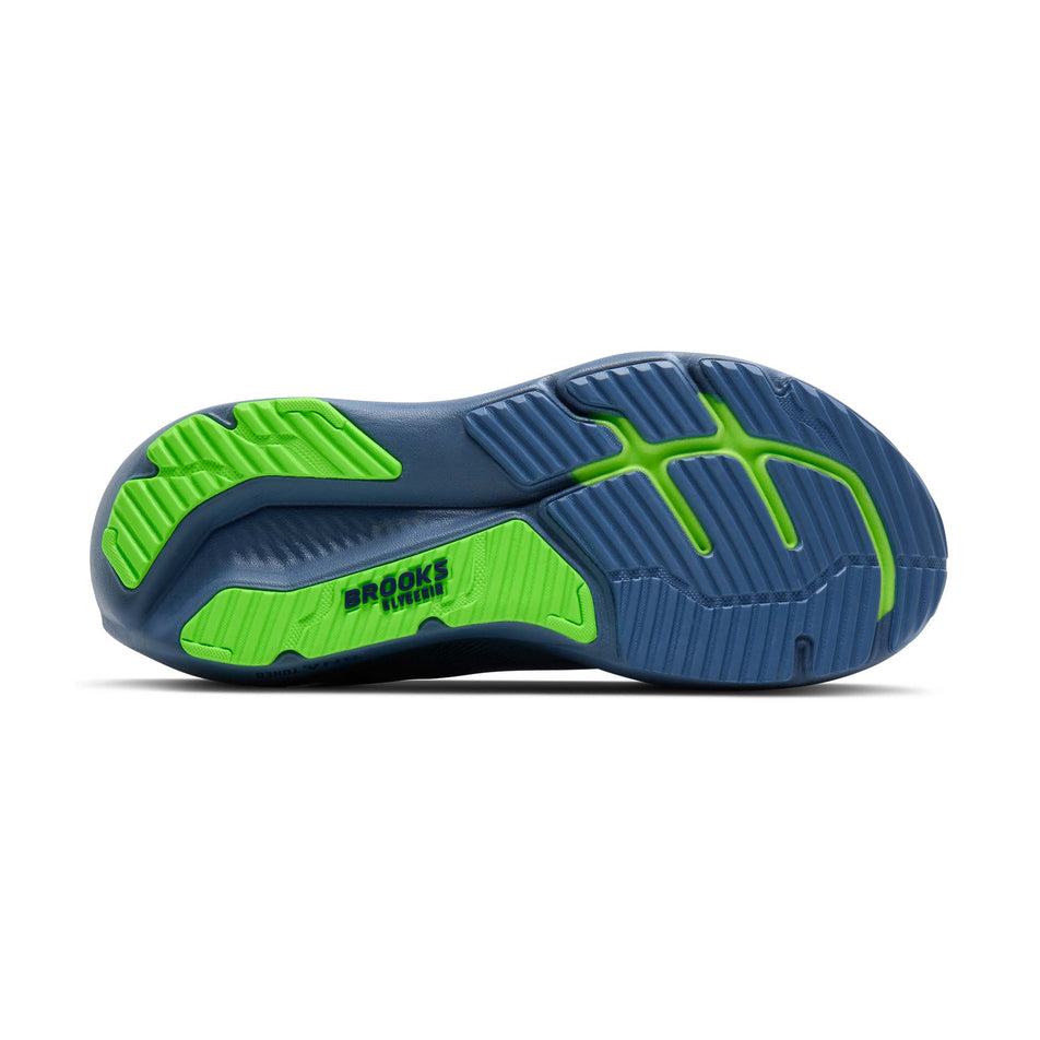 The outsole of the right shoe from a pair of Brooks Men's Glycerin 23 Running Shoes in the Moonlight/Blue/Green Gecko colourway.