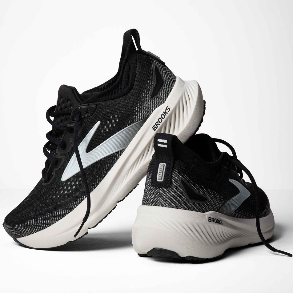 A pair of Brooks Men's Glycerin 23 2E Running Shoes in the Black/Grey/White colourway.