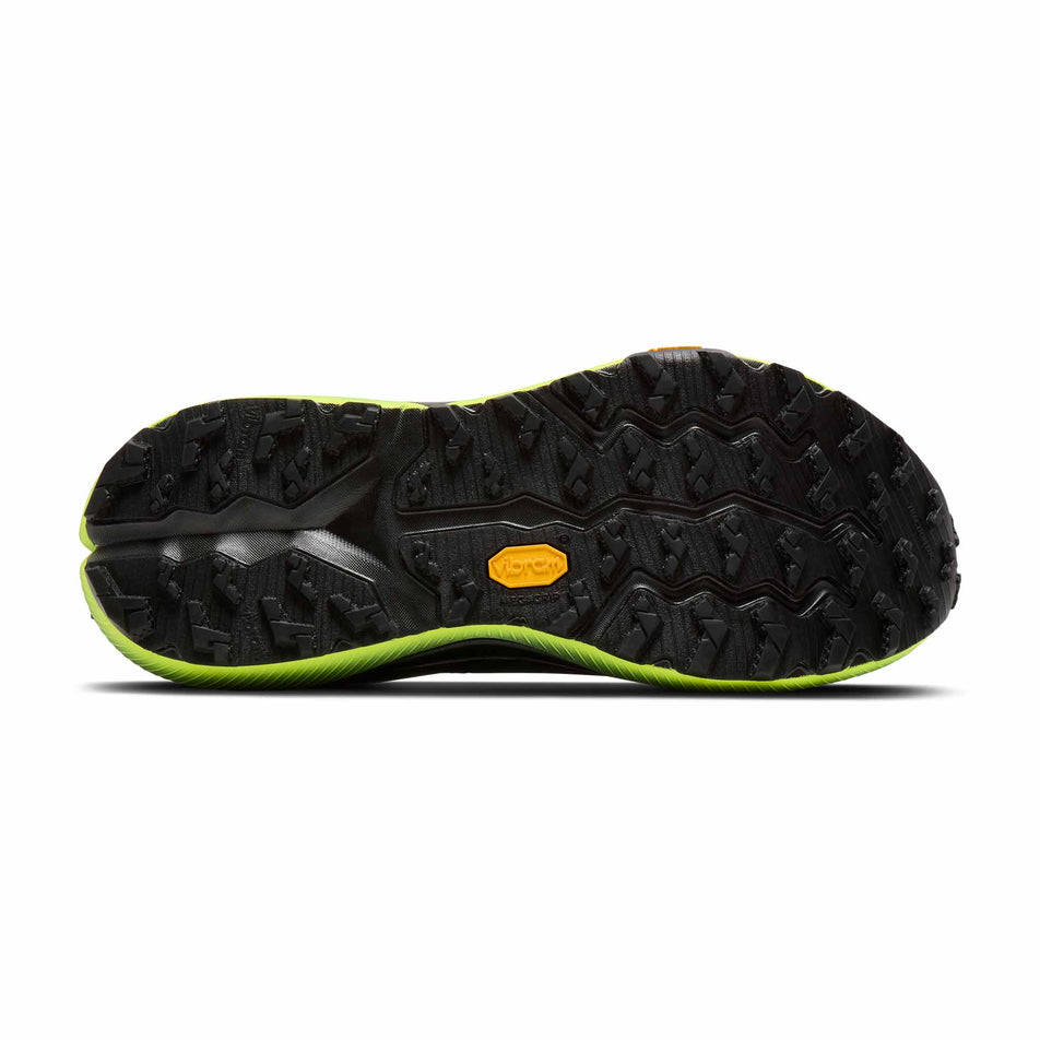 The outsole of the right shoe from a pair of Brooks Men's Cascadia 20 Running Shoes in the Grey/Black/Nightlife colourway.