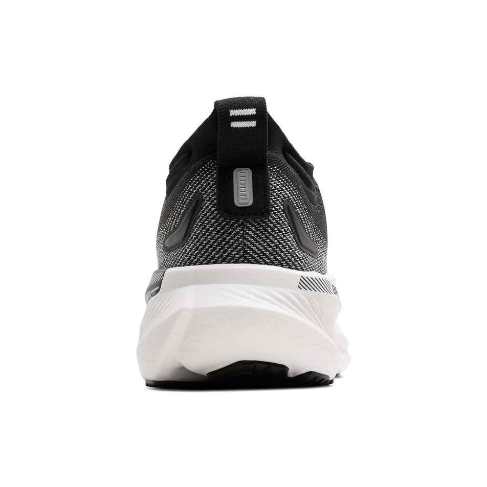 The back of the right shoe from a pair of Brooks Men's Glycerin GTS 23 2E Running Shoes in the Black/Grey/White colourway.