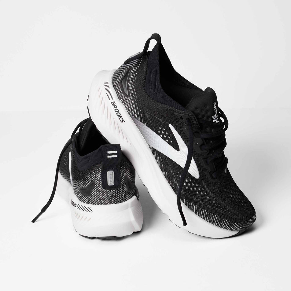 A pair of Brooks Men's Glycerin GTS 23 2E Running Shoes in the Black/Grey/White colourway.