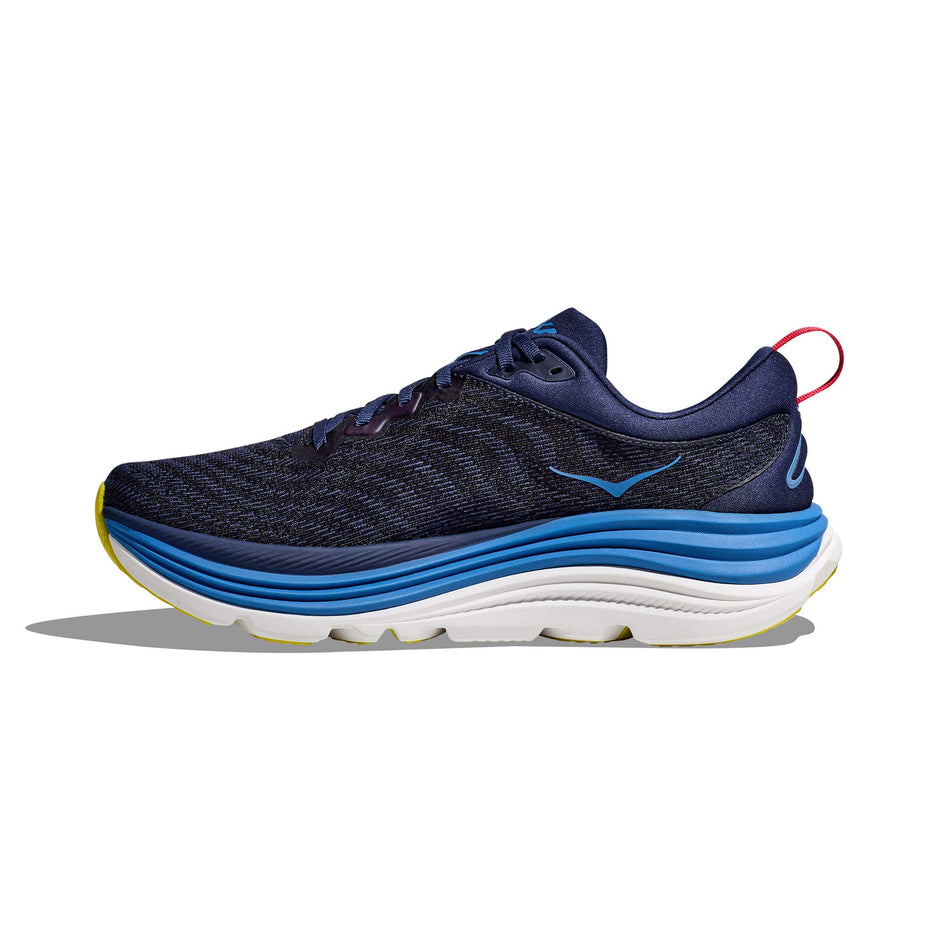 Medial side of the right shoe from a pair of HOKA Men's Gaviota 5 Running Shoes in the Bellweather Blue/Evening Sky colourway (8146243027106)