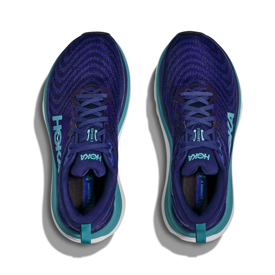 The uppers on a pair of Hoka Women's Gaviota 5 Running Shoes in the Bellweather Blue/Evening Sky colourway (7922059575458)