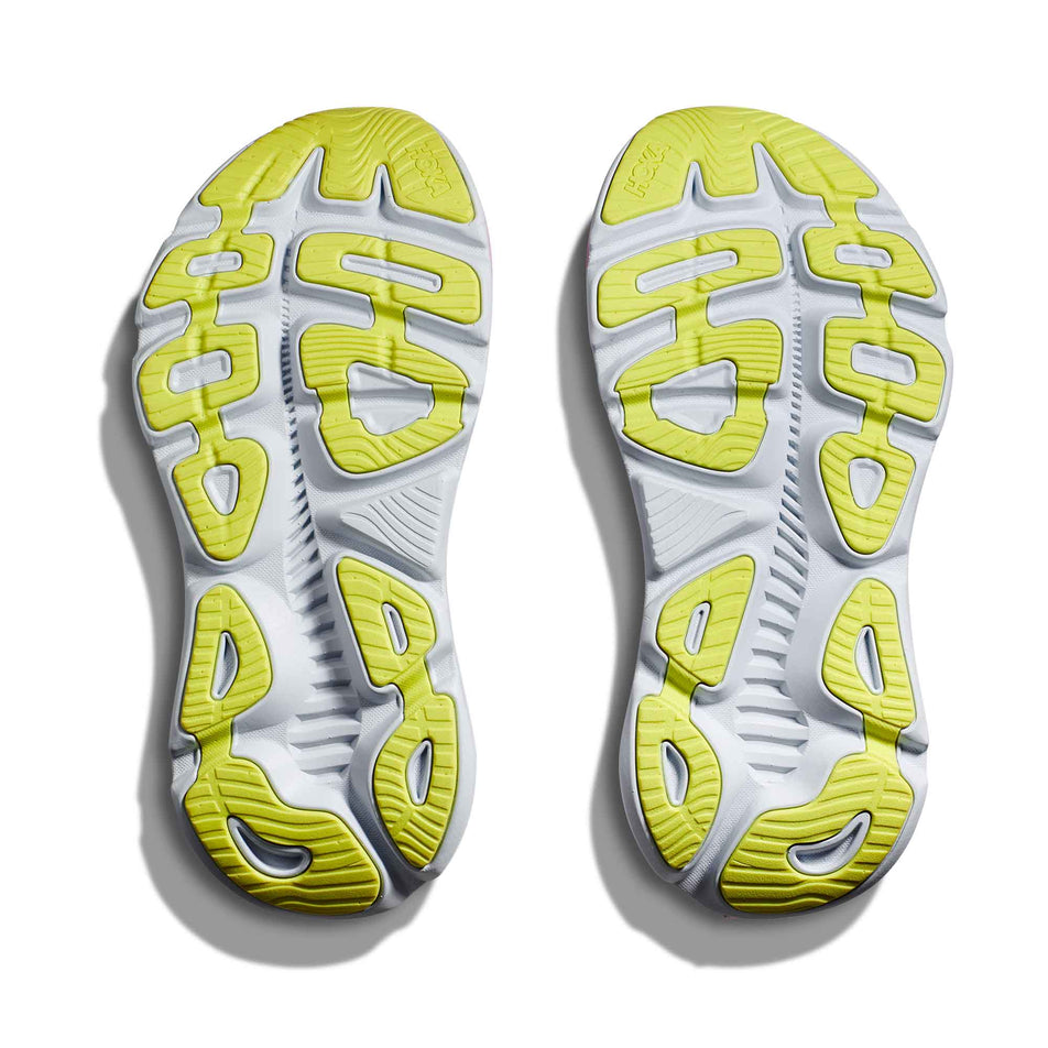 The outsoles on a pair of HOKA Women's Gaviota 5 Running Shoes in the Real Teal/Shadow colourway (8146248368290)