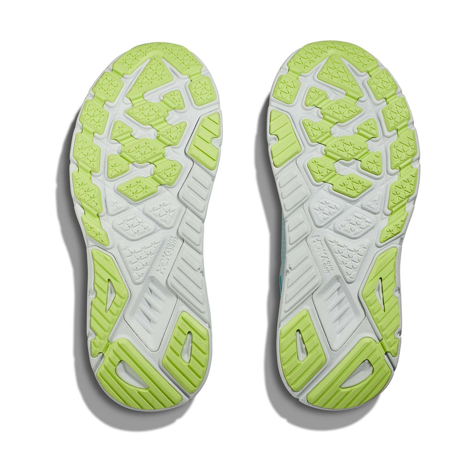 The outsoles on a pair of HOKA Women's Arahi 7 Running Shoes in the Illusion/Dusk colourway (8144925098146)