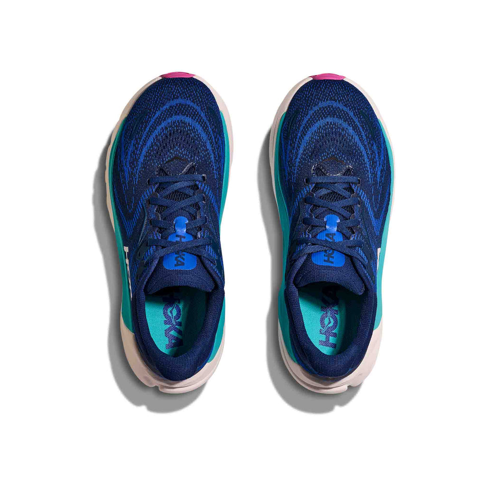 The uppers of a pair of HOKA Women's Arahi 8 Running Shoes in the Midnight Blue/Ultramarine colourway. (8689290150050)