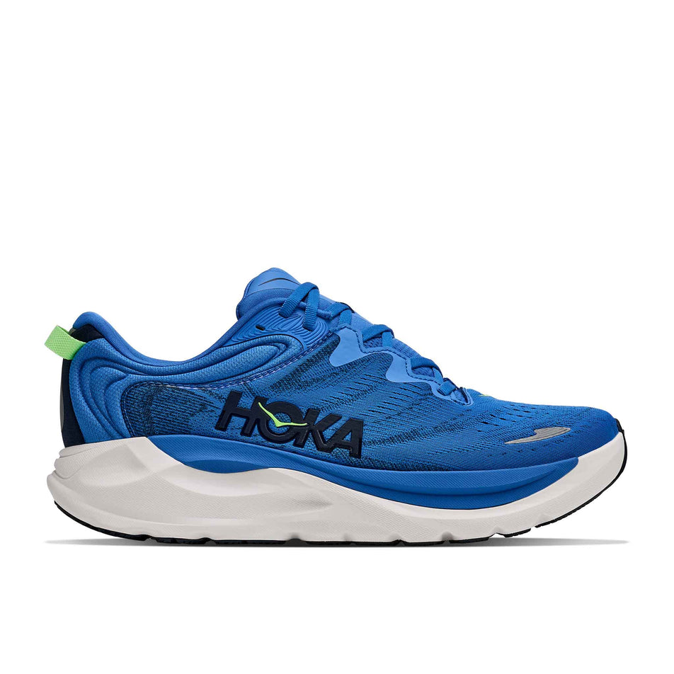Lateral view of the right shoe from a pair of HOKA Men's Gaviota 6 Running Shoes in the Virtual Blue/Varsity Navy colourway.