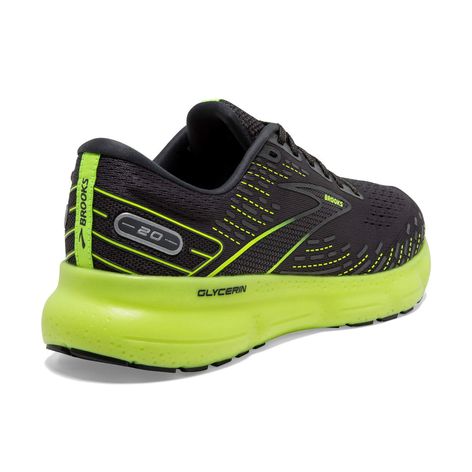 Lateral side of the right shoe from a pair of Brooks Women's Glycerin 20 Running Shoes in the Ebony/Nightlife colourway (8030248206498)