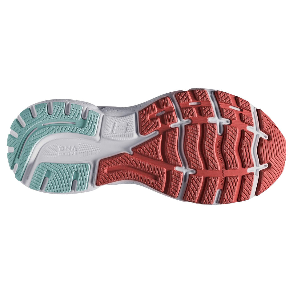 Outsole of the right shoe from a pair of Brooks Women's Ghost 15 Running Shoes in the Peacoat/Canal Blue/Rose colourway (8113648926882)