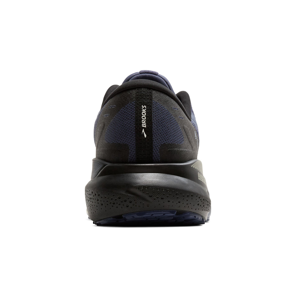 The back of the right shoe from a pair of Brooks Women's Adrenaline GTS 24 GTX Running Shoes in the Black/Nightshadow/Coconut colourway. (8655791358114)