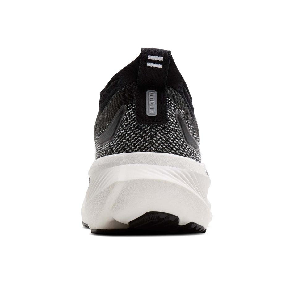 The back of the right shoe from a pair of Brooks Women's Glycerin 23 1D Running Shoes in the Black/Grey/White colourway.
