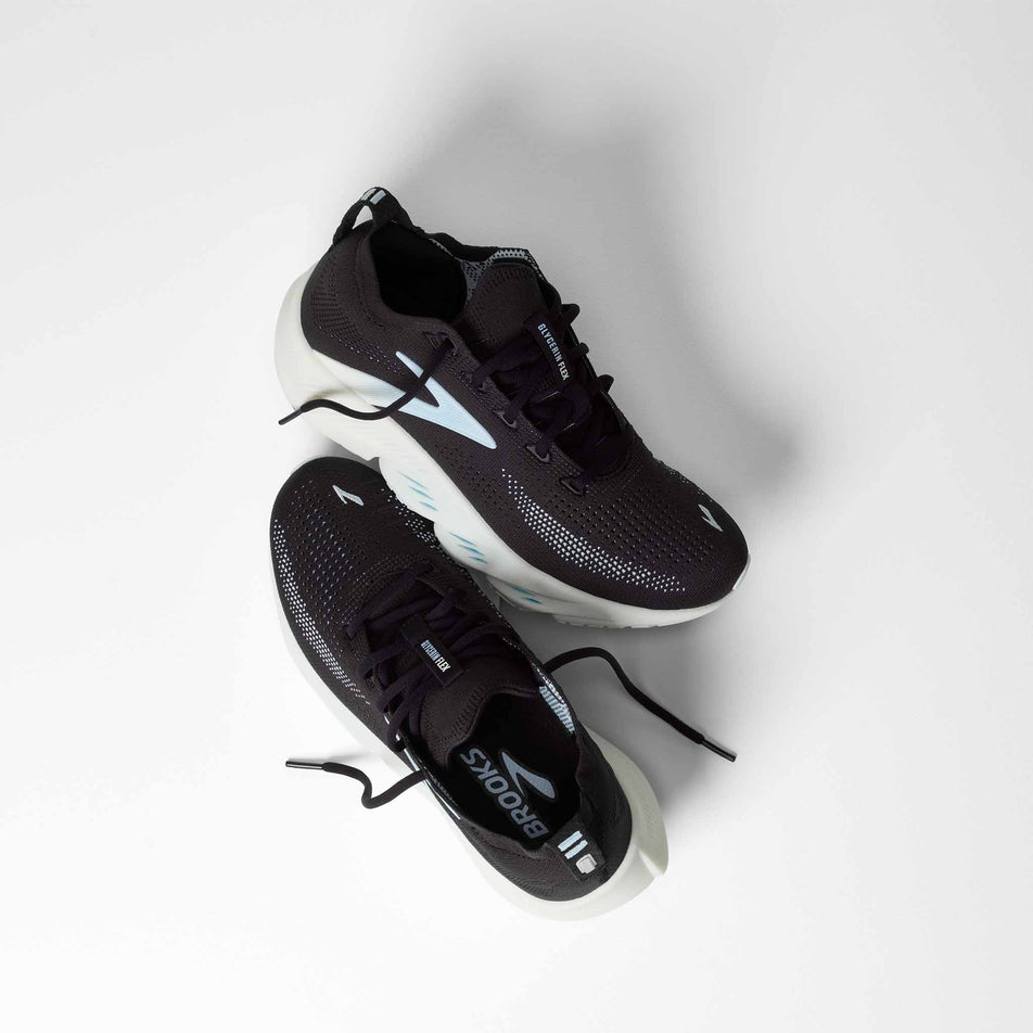 A pair of Brooks Women's Glycerin Flex Running Shoes in the Black/Blue/Blue colourway.