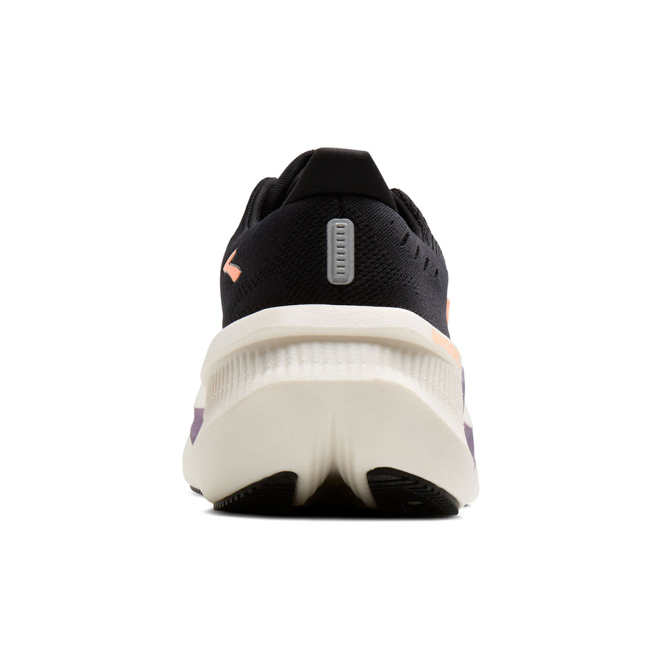 The back of the right shoe from a pair of Brooks Women's Glycerin Max 2 Running Shoes in the Black/Peach/Clear colourway.