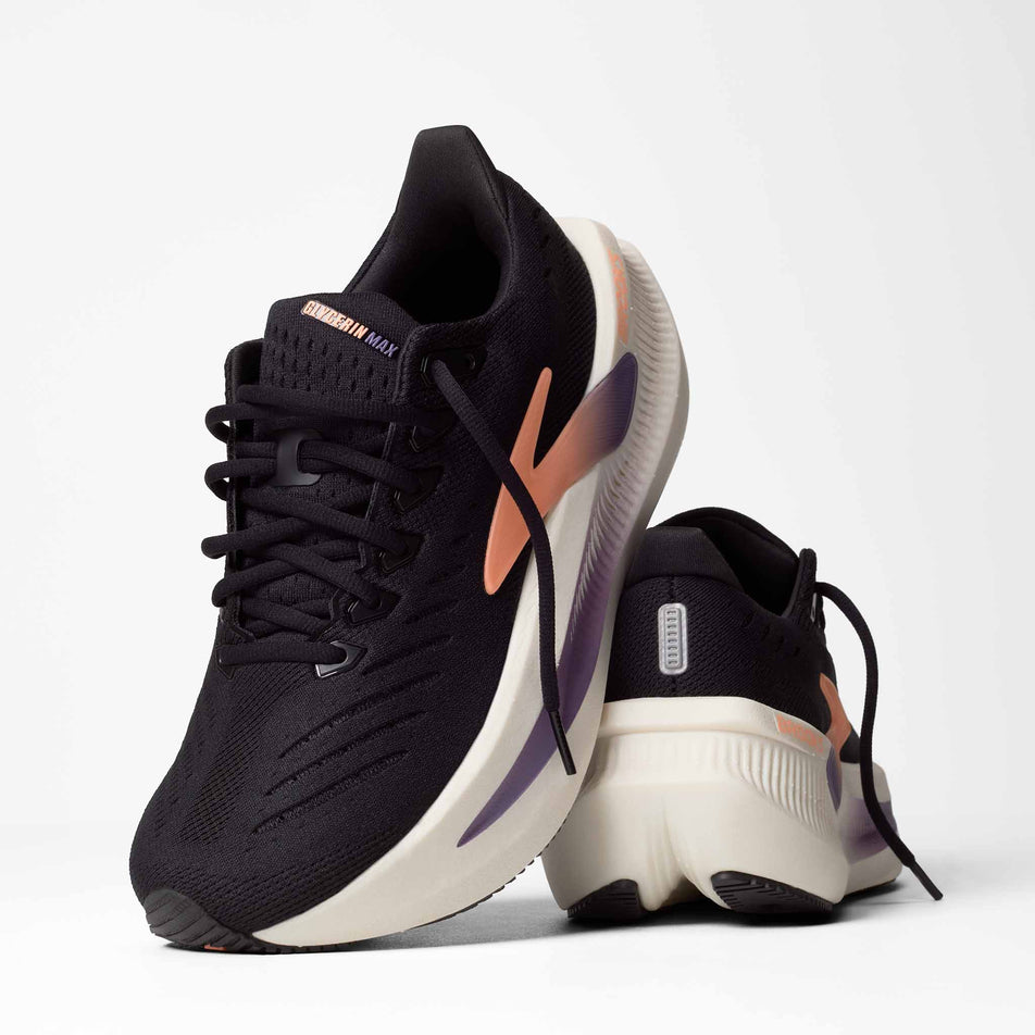 A pair of Brooks Women's Glycerin Max 2 Running Shoes in the Black/Peach/Clear colourway.