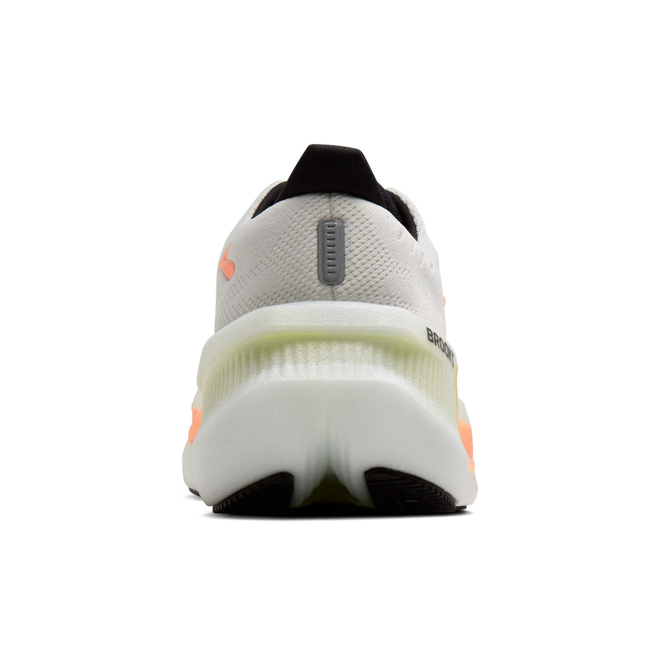 The back of the right shoe from a pair of Brooks Women's Glycerin Max 2 Running Shoes in the White/Cyber Yellow/Nightlife colourway.