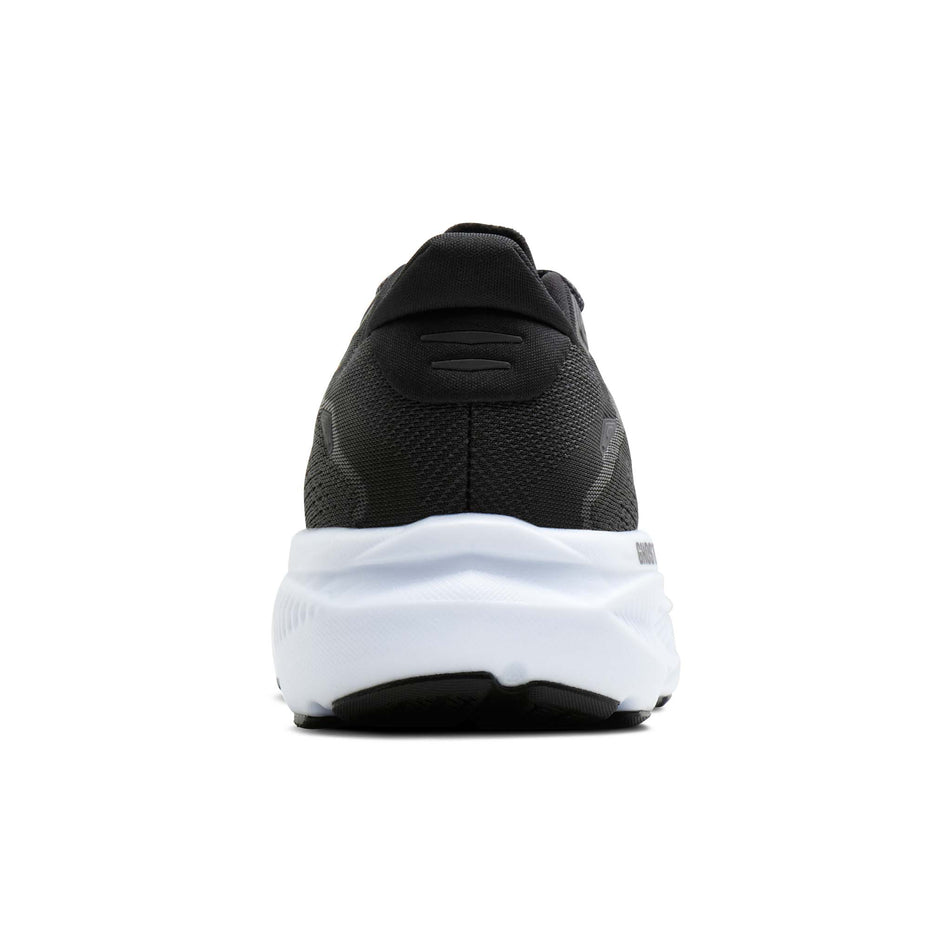 The back of the right shoe from a pair of Brooks Women's Ghost 18 Running Shoes in the Black/Grey/White colourway.