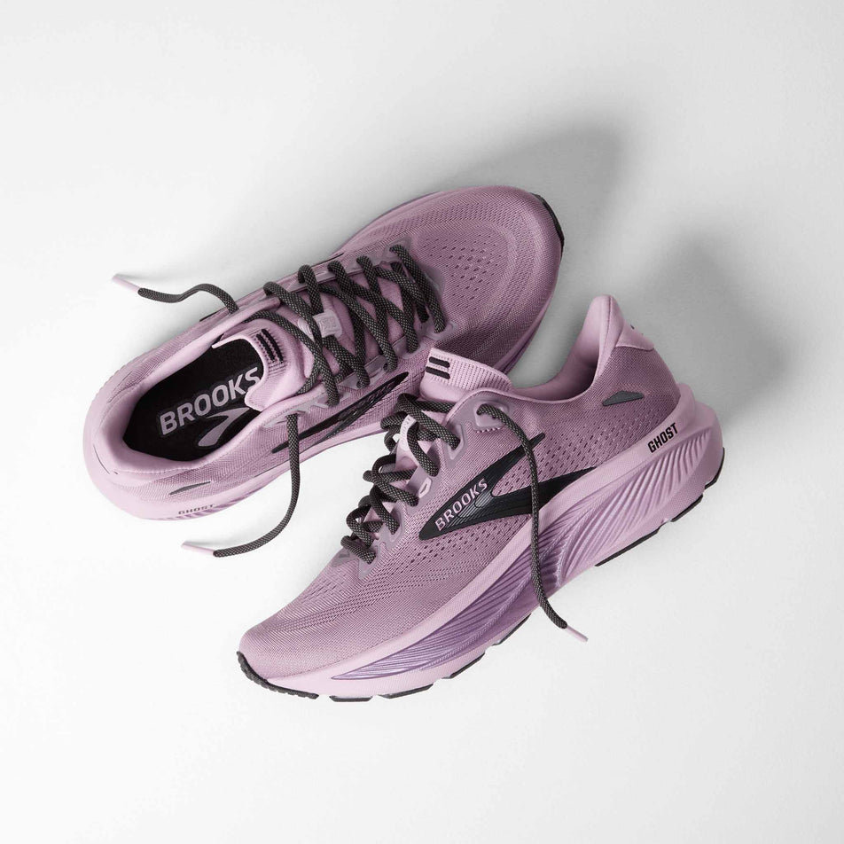 A pair of Brooks Women's Ghost 18 Running Shoes in the Elderberry/Black colourway.