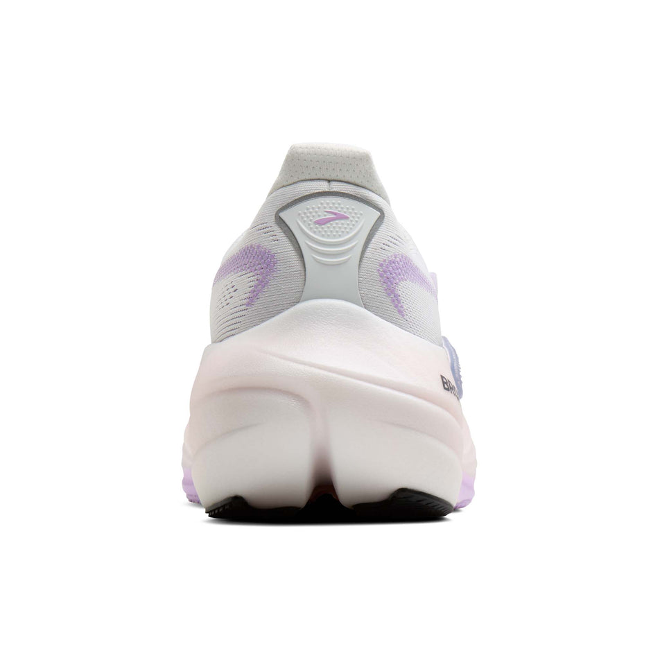The back of the right shoe from a pair of Brooks Women's Glycerin Max 3 Running Shoes in the White/Hyper Iris/Coral colourway.