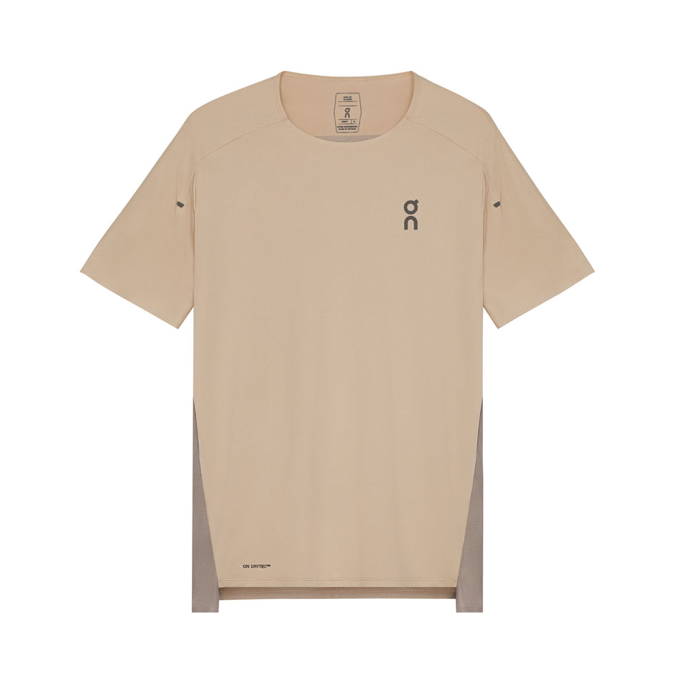 Front view of the On Men's Performance-T in the Desert/Cinder colourway.