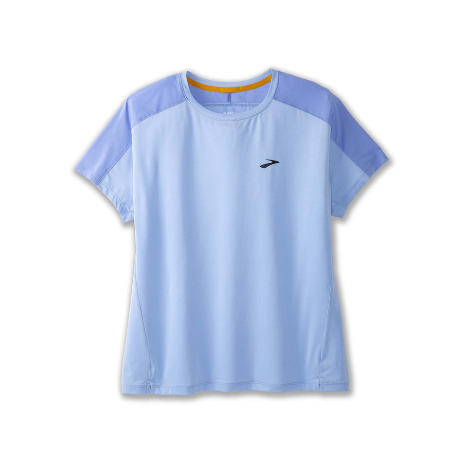 Front view of a Brooks Women's Sprint Free Short Sleeve 2.0 T-Shirt in the Lt Lavender/Blue Lavender colourway (8007498858658)