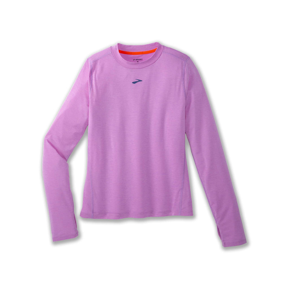 Front view of a Brooks Women's High Point Long Sleeve Top in the Bright Purple colourway (8037740609698)