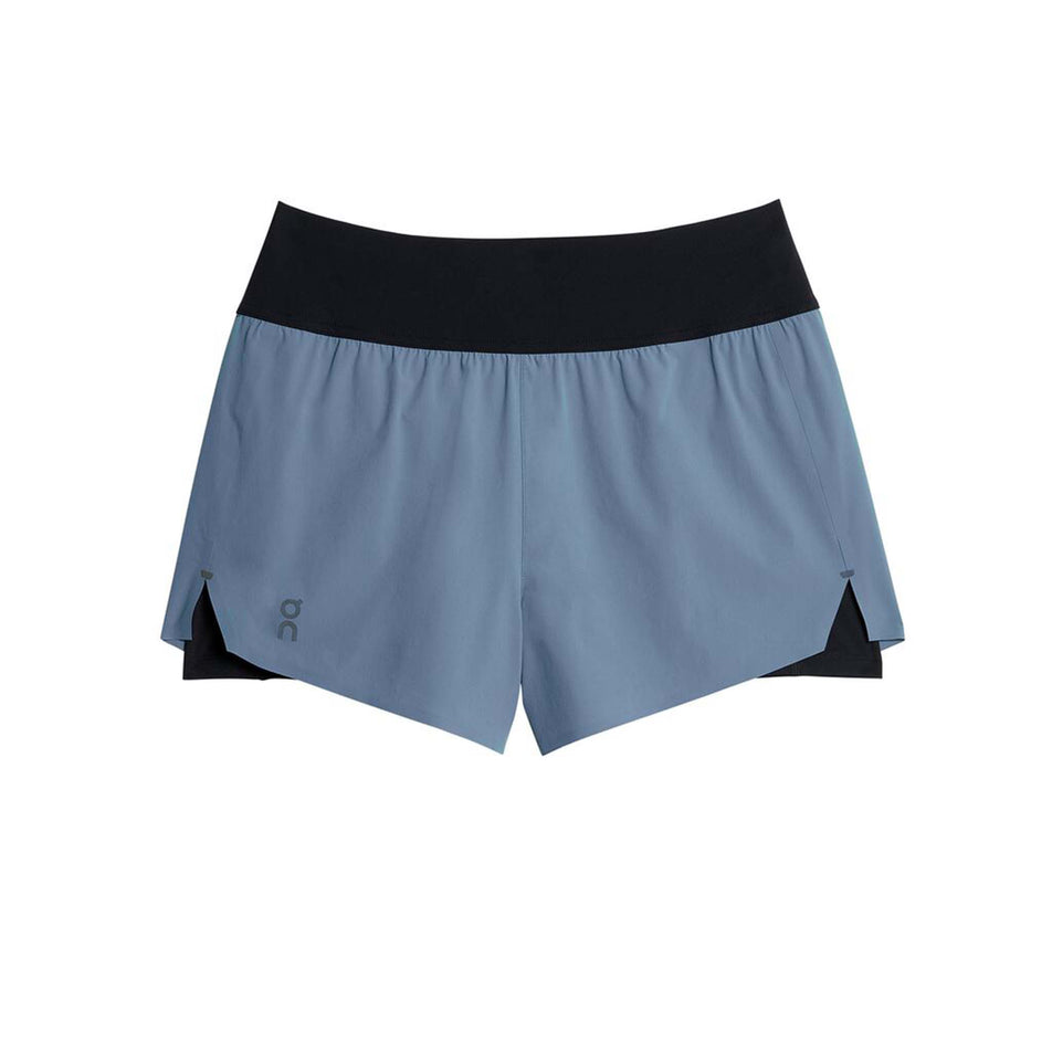 Front view of a pair of On Women's Running Shorts in the Stellar/Black colourway (8002757591202)